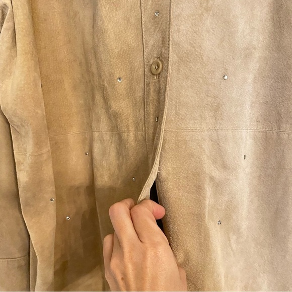 Vintage The Quacker Factory Tan Leather Button Up Shirt Shacket Size 1X - Picture 8 of 16